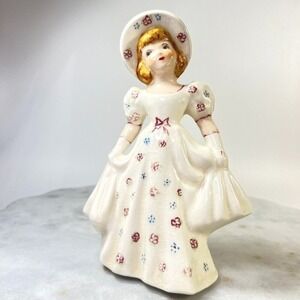 Vtg Ceramics Collection Figurine Girl‎ Floral Dress Bonnet 7" **